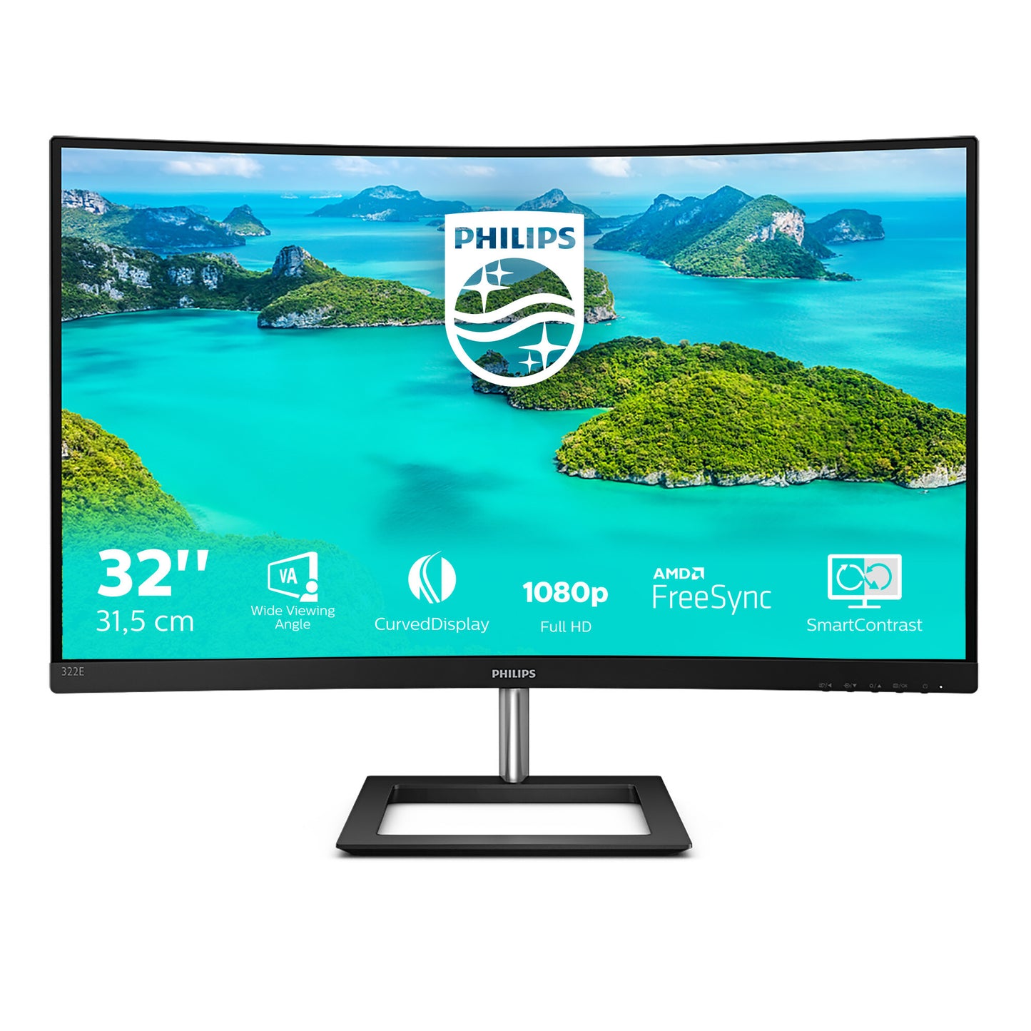 Philips E Line 322E1C/00 LED display 80 cm (31.5") 1920 x 1080 pixlar Full HD LCD Svart
