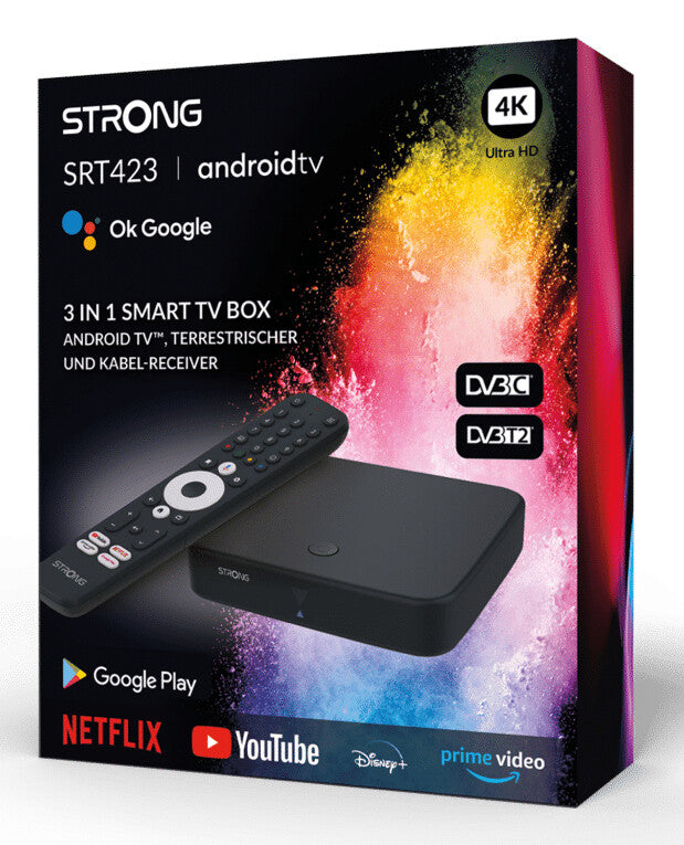 Strong SRT423 Smart TV-box Svart 4K Ultra HD 8 GB Wi-Fi Nätverksansluten (Ethernet)