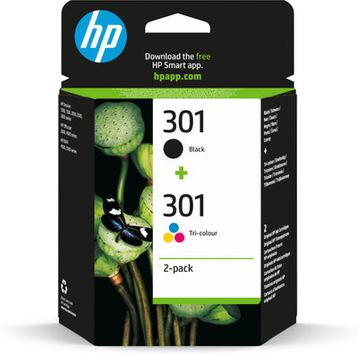 HP 301 svart bläckpatron/trefärgsbläckpatron, original, 2-pack