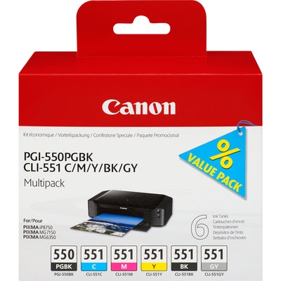 Canon 6496B005 bläckpatroner 6 styck Original Fotosvart, Fotocyan, Fotogrå, Fotomagenta, Svart, Fotogul