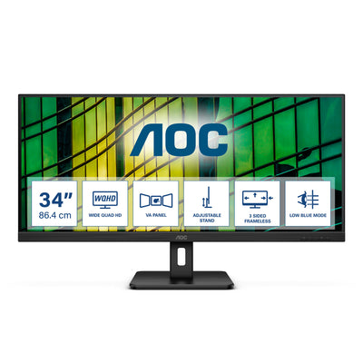 AOC U34E2M platta pc-skärmar 86,4 cm (34") 3440 x 1440 pixlar Wide Quad HD Svart