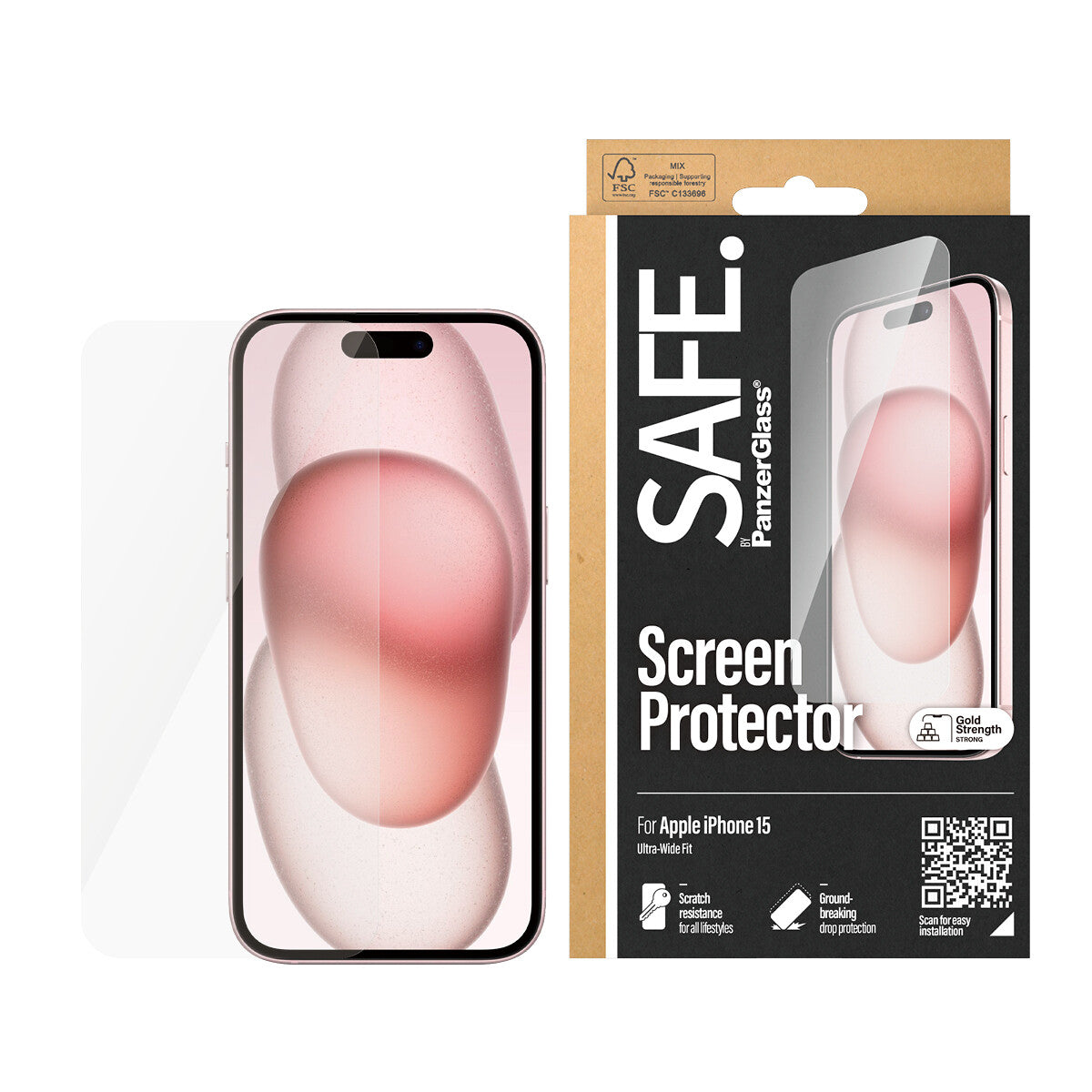 PanzerGlass SAFE. Screen Protector iPhone 2023 6.1 Ultra-Wide Fit Genomskinligt skärmskydd Apple 1 styck