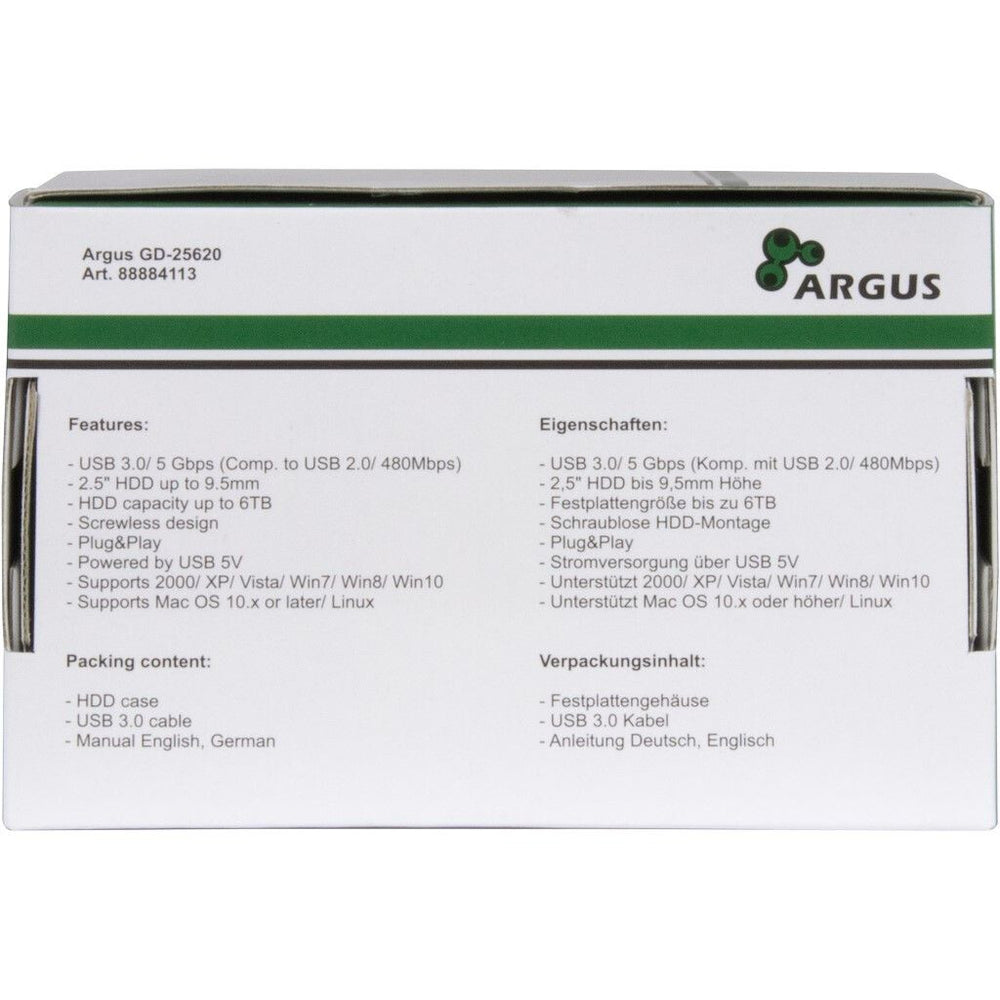 Inter-Tech HD-25620 HDD-hölje Svart, Vit 2.5