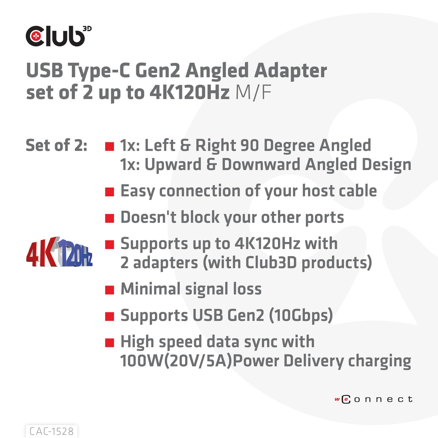 CLUB3D CAC-1528 kabelomvandlare (hane/hona) USB C