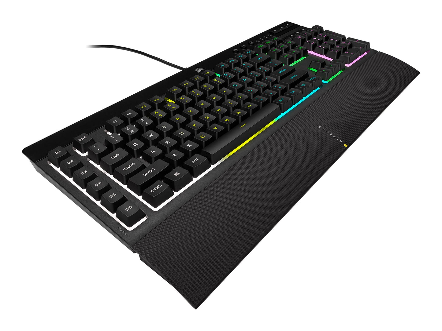 Corsair K55 RGB PRO Gamingtangentbord – Nordisk Layout, RGB (16,8M), Anti-Ghosting, USB, Handledsstöd (Svart)