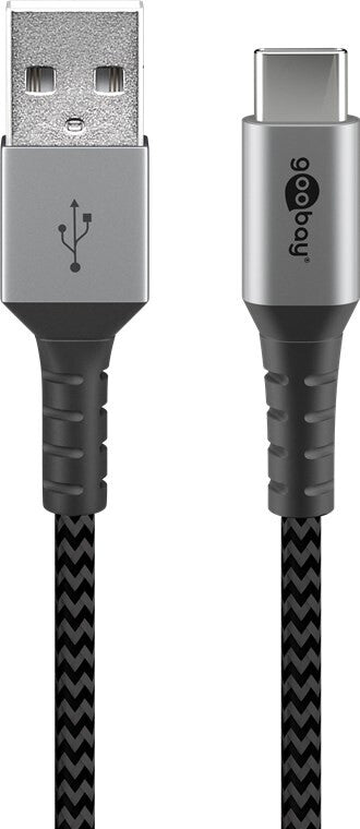 Goobay 49297 USB-kablar USB 2.0 2 m USB C USB A Svart, Grå