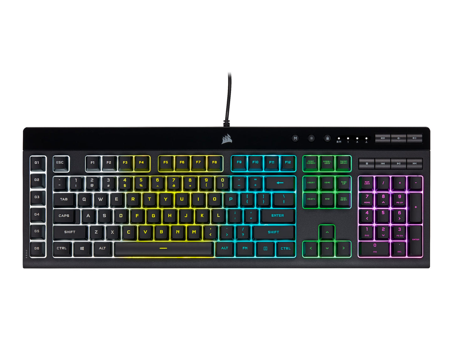 Corsair K55 RGB PRO Gamingtangentbord – Nordisk Layout, RGB (16,8M), Anti-Ghosting, USB, Handledsstöd (Svart)