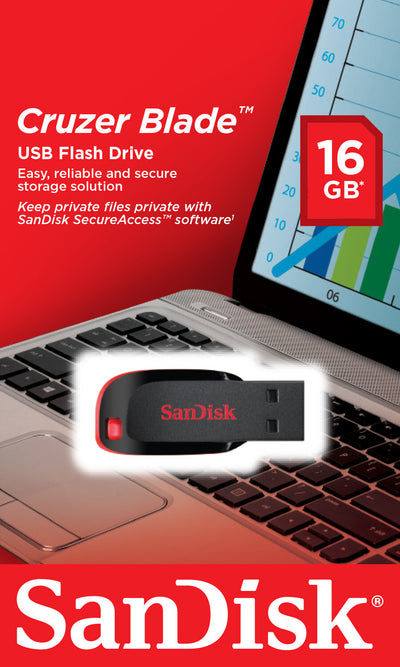 SanDisk Cruzer Blade USB-sticka 16 GB USB Type-A 2.0 Svart, Röd