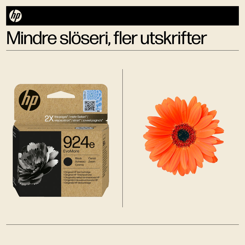 HP 924e EvoMore svart originalbläckpatron