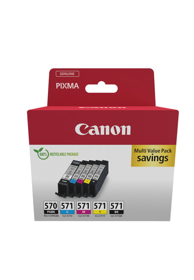 Canon 0372C006 bläckpatroner 5 styck Original Svart, Cyan, Magenta, Gul