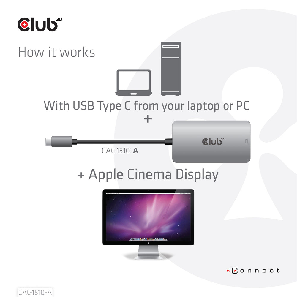 CLUB3D CAC-1510-A videokabeladapter 0,25 m USB Type-C DVI Grå
