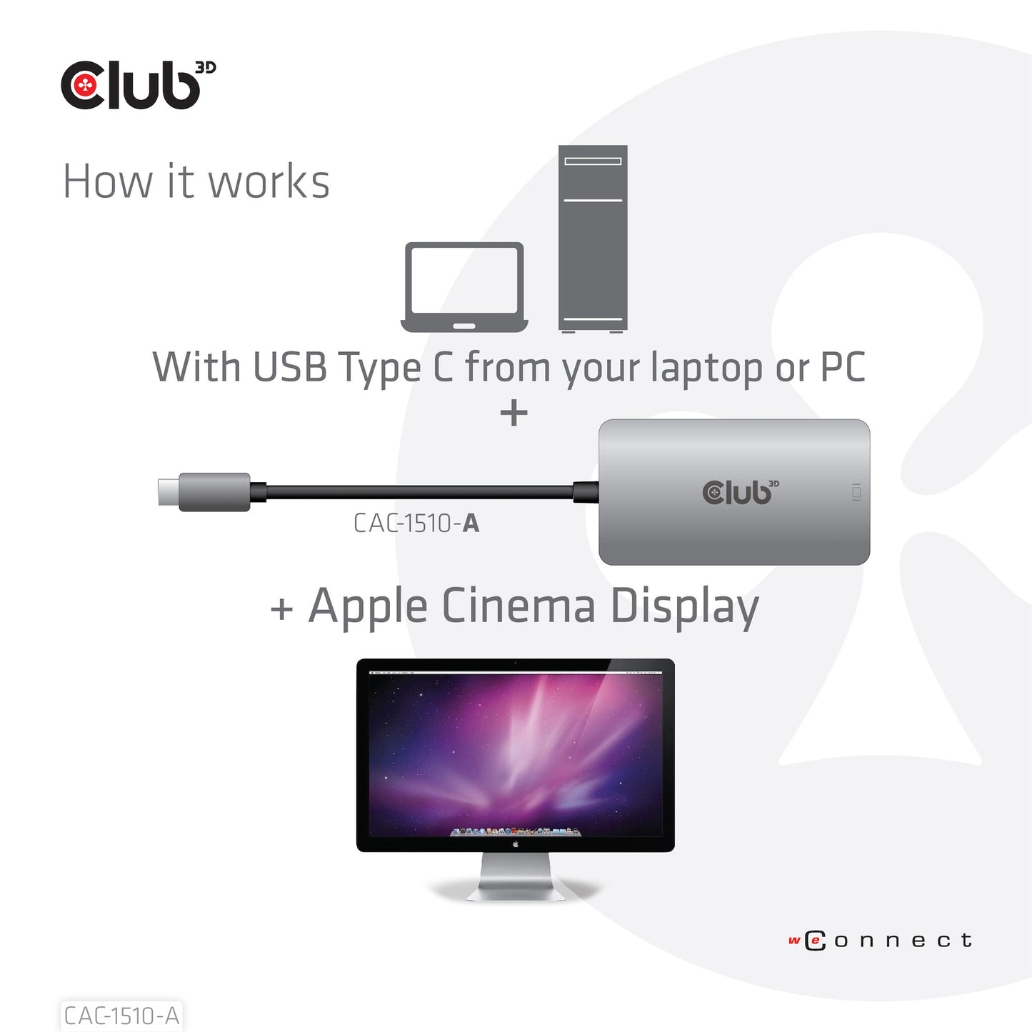 CLUB3D CAC-1510-A videokabeladapter 0,25 m USB Type-C DVI Grå