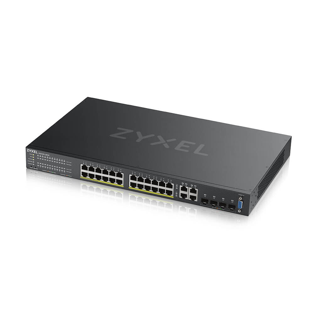 Zyxel GS2220-28HP-EU0101F nätverksswitchar hanterad L2 Gigabit Ethernet (10/100/1000) Strömförsörjning via Ethernet (PoE) stöd Svart