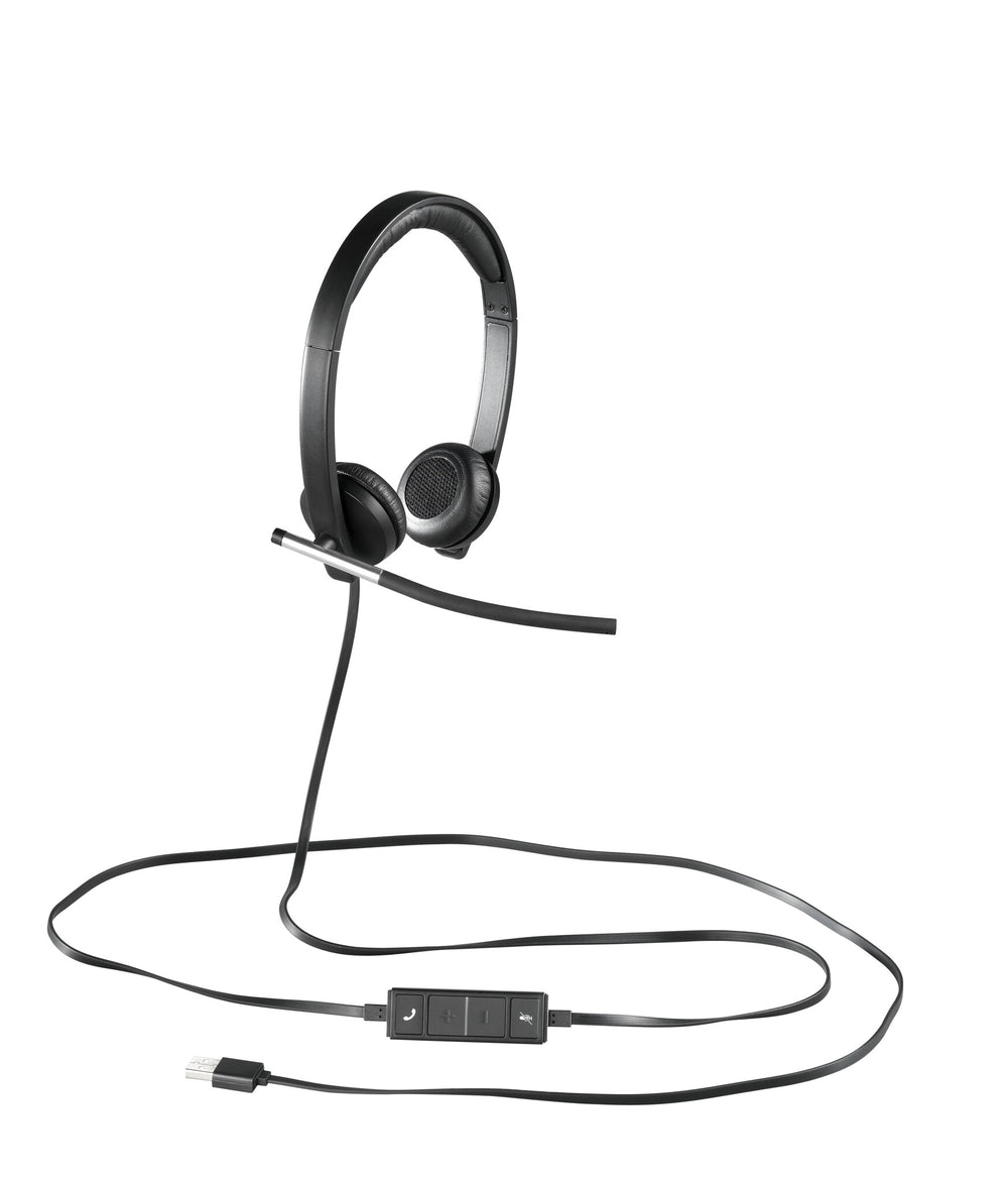 Logitech H650e Headset Kabel Huvudband Kontor/callcenter USB Type-A Svart, Silver