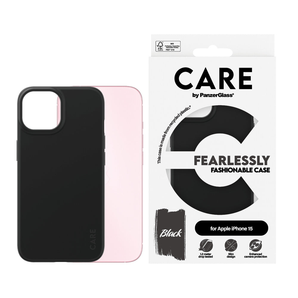 PanzerGlass CARE by PG BLK iPhone 15 mobiltelefonfodral Omslag Transparent