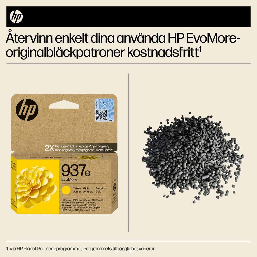 HP 937e EvoMore gul originalbläckpatron
